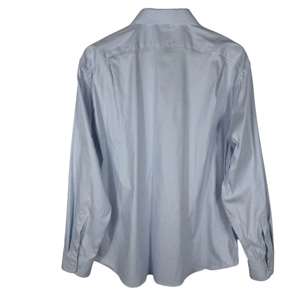 J.Crew Shirt Mens XXL Bowery Performance Blue Striped Classic Fit Spread Collar